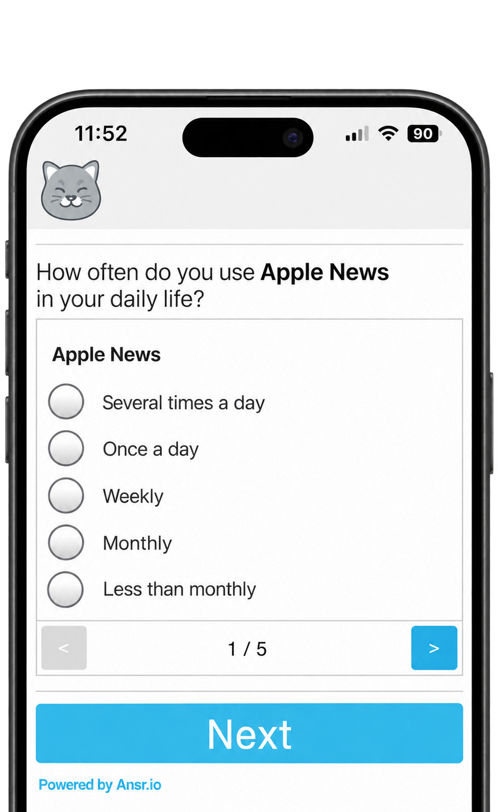 Apple News Survey Screen Mockup