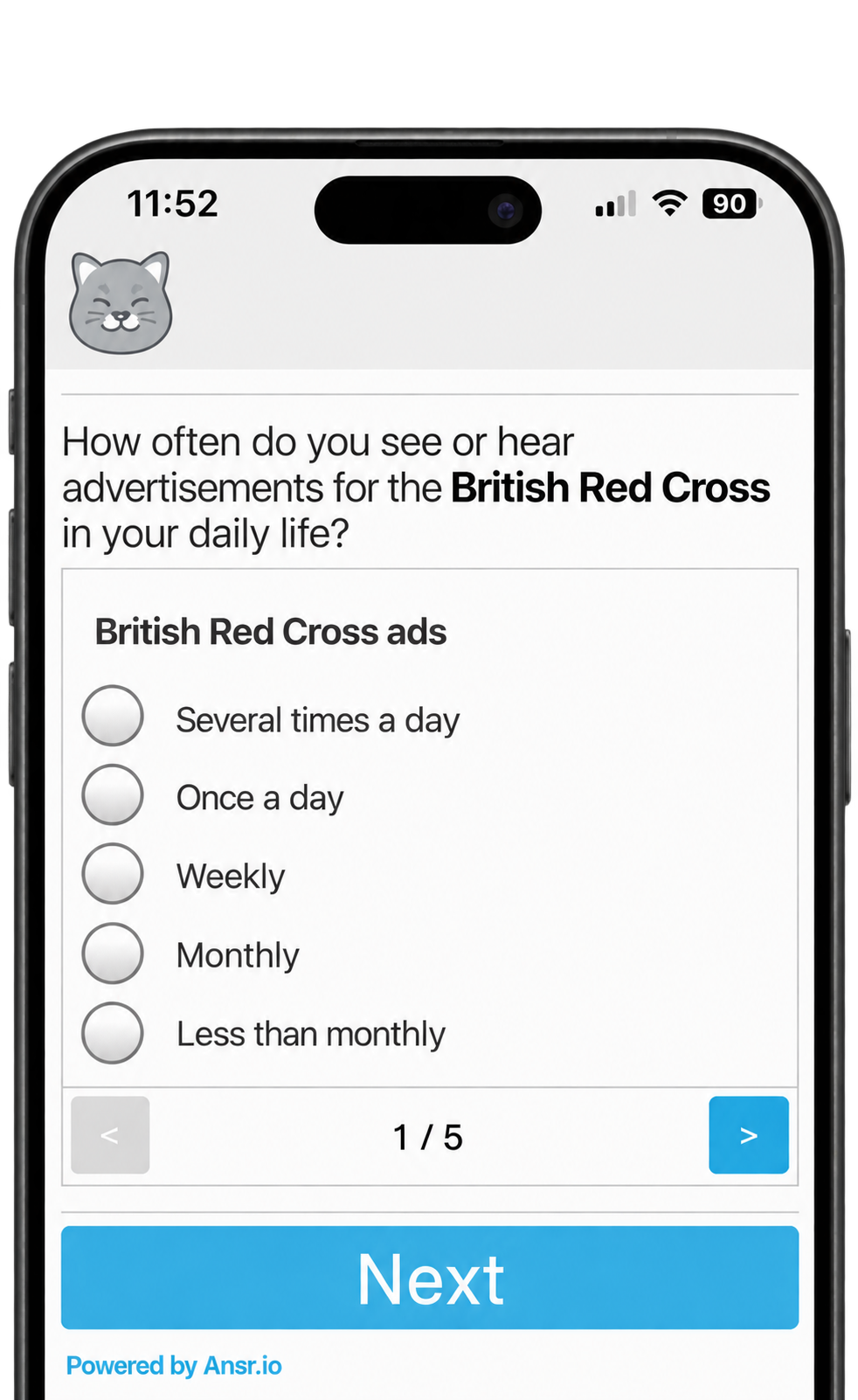 British Red Cross Survey Screen